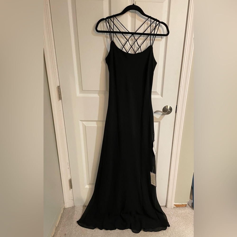 NWT Long black gown with cross cross back